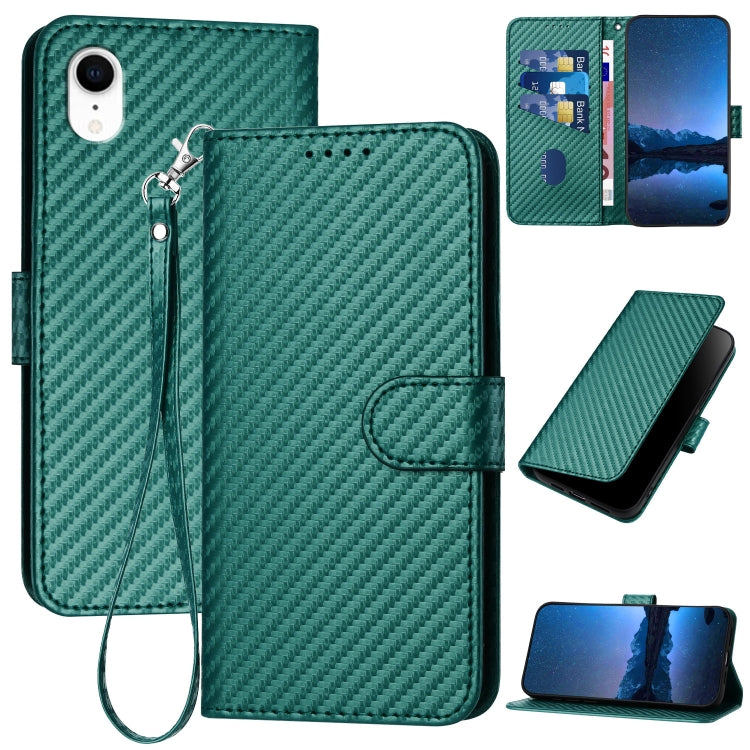 YX0070 Carbon Fiber Buckle Leather Phone Case with Lanyard, For iPhone 12 mini, For iPhone 11 Pro Max, For iPhone 11, For iPhone 11 Pro, For iPhone X / XS, For iPhone XR, For iPhone XS Max, For iPhone 8 Plus / 7 Plus