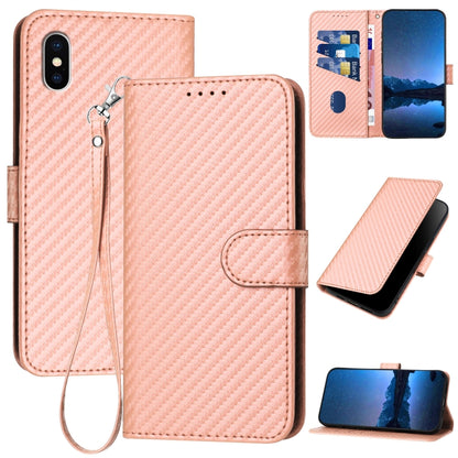 YX0070 Carbon Fiber Buckle Leather Phone Case with Lanyard, For iPhone 12 mini, For iPhone 11 Pro Max, For iPhone 11, For iPhone 11 Pro, For iPhone X / XS, For iPhone XR, For iPhone XS Max, For iPhone 8 Plus / 7 Plus