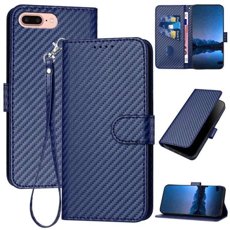 YX0070 Carbon Fiber Buckle Leather Phone Case with Lanyard, For iPhone 12 mini, For iPhone 11 Pro Max, For iPhone 11, For iPhone 11 Pro, For iPhone X / XS, For iPhone XR, For iPhone XS Max, For iPhone 8 Plus / 7 Plus