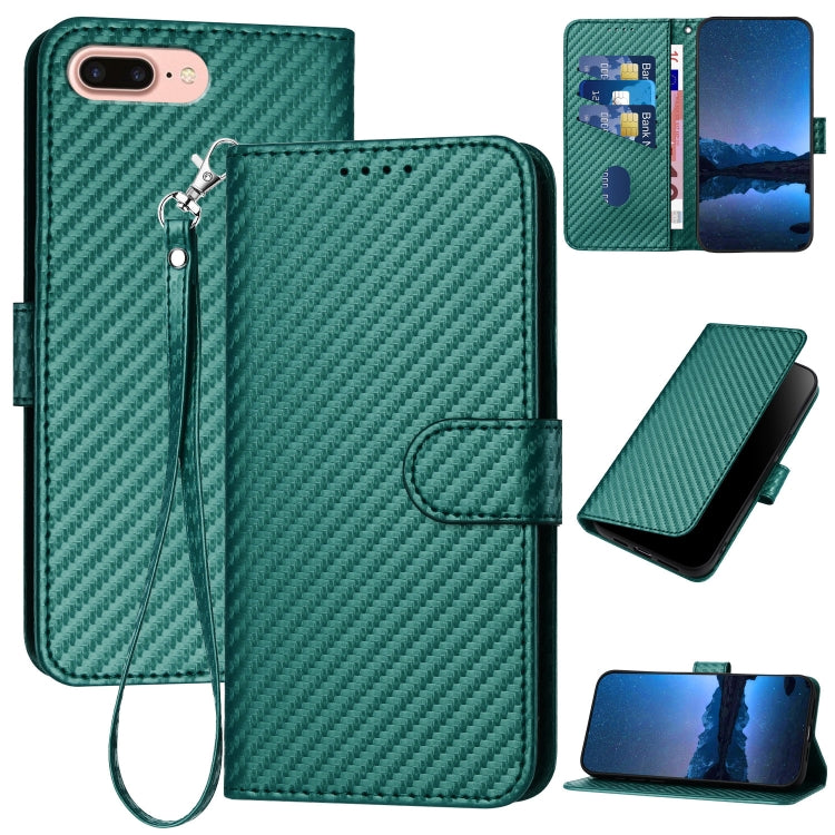 YX0070 Carbon Fiber Buckle Leather Phone Case with Lanyard, For iPhone 12 mini, For iPhone 11 Pro Max, For iPhone 11, For iPhone 11 Pro, For iPhone X / XS, For iPhone XR, For iPhone XS Max, For iPhone 8 Plus / 7 Plus