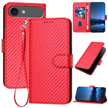 YX0070 Carbon Fiber Buckle Leather Phone Case with Lanyard