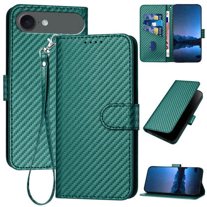 YX0070 Carbon Fiber Buckle Leather Phone Case with Lanyard
