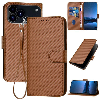 YX0070 Carbon Fiber Buckle Leather Phone Case with Lanyard