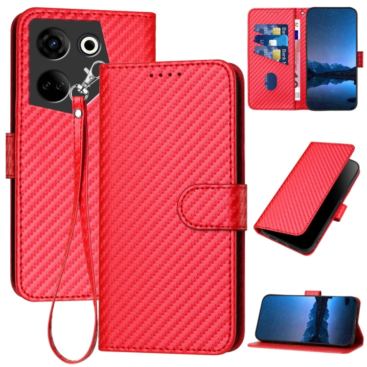 YX0070 Carbon Fiber Buckle Leather Phone Case with Lanyard, For Tecno Pova 6 Neo 5G / Spark 30 5G, For Tecno Spark 30 Pro 4G, For Tecno Spark 30 4G, For Tecno Spark Go 5G 2025 / Hot 60i 5G, For Tecno Camon 30 Pro, For Tecno Pova 6 Pro                  ...
