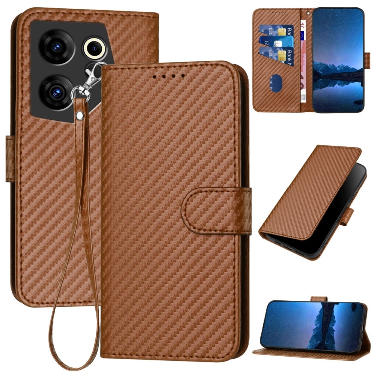 YX0070 Carbon Fiber Buckle Leather Phone Case with Lanyard, For Tecno Pova 6 Neo 5G / Spark 30 5G, For Tecno Spark 30 Pro 4G, For Tecno Spark 30 4G, For Tecno Spark Go 5G 2025 / Hot 60i 5G, For Tecno Camon 30 Pro, For Tecno Pova 6 Pro                  ...