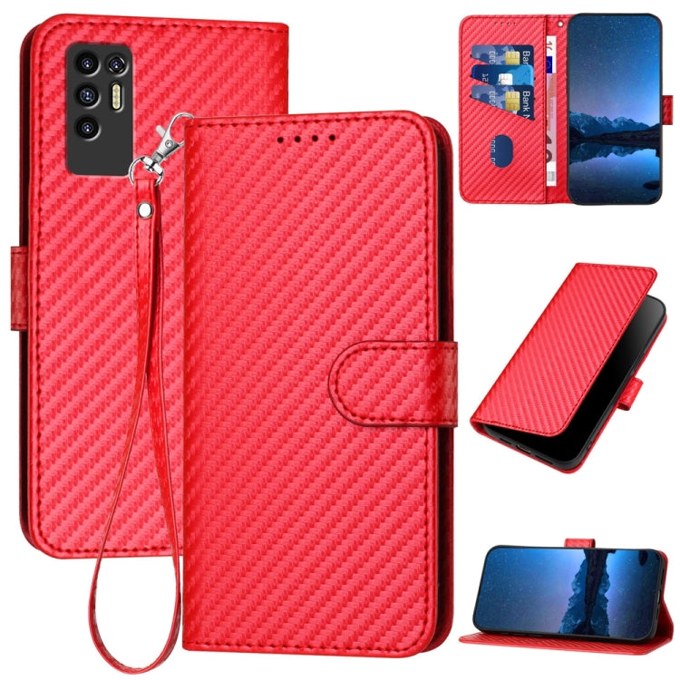 YX0070 Carbon Fiber Buckle Leather Phone Case with Lanyard, For Tecno Spark 10 4G, For Tecno Spark Go 2023, For Tecno Spark 10 Pro, For Tecno Pova 4, For Tecno Pova 2