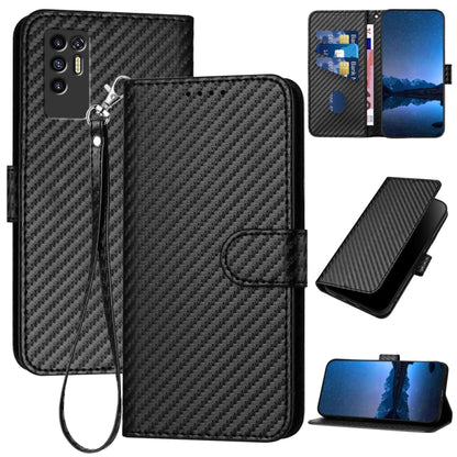 YX0070 Carbon Fiber Buckle Leather Phone Case with Lanyard, For Tecno Spark 10 4G, For Tecno Spark Go 2023, For Tecno Spark 10 Pro, For Tecno Pova 4, For Tecno Pova 2