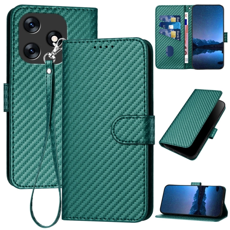 YX0070 Carbon Fiber Buckle Leather Phone Case with Lanyard, For Tecno Spark 10 4G, For Tecno Spark Go 2023, For Tecno Spark 10 Pro, For Tecno Pova 4, For Tecno Pova 2