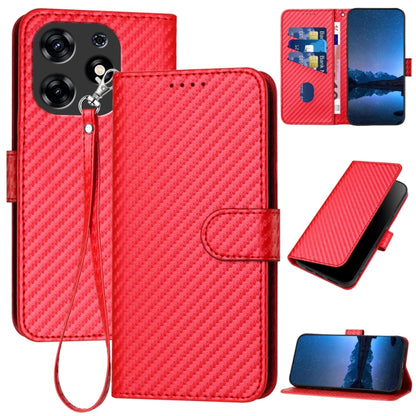 YX0070 Carbon Fiber Buckle Leather Phone Case with Lanyard, For Tecno Spark 10 4G, For Tecno Spark Go 2023, For Tecno Spark 10 Pro, For Tecno Pova 4, For Tecno Pova 2