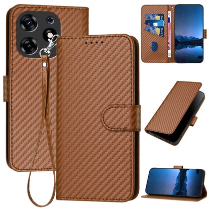 YX0070 Carbon Fiber Buckle Leather Phone Case with Lanyard, For Tecno Spark 10 4G, For Tecno Spark Go 2023, For Tecno Spark 10 Pro, For Tecno Pova 4, For Tecno Pova 2