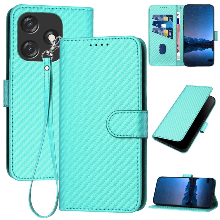 YX0070 Carbon Fiber Buckle Leather Phone Case with Lanyard, For Tecno Pova 6 Neo 5G / Spark 30 5G, For Tecno Spark 30 Pro 4G, For Tecno Spark 30 4G, For Tecno Spark Go 5G 2025 / Hot 60i 5G, For Tecno Camon 30 Pro, For Tecno Pova 6 Pro                  ...