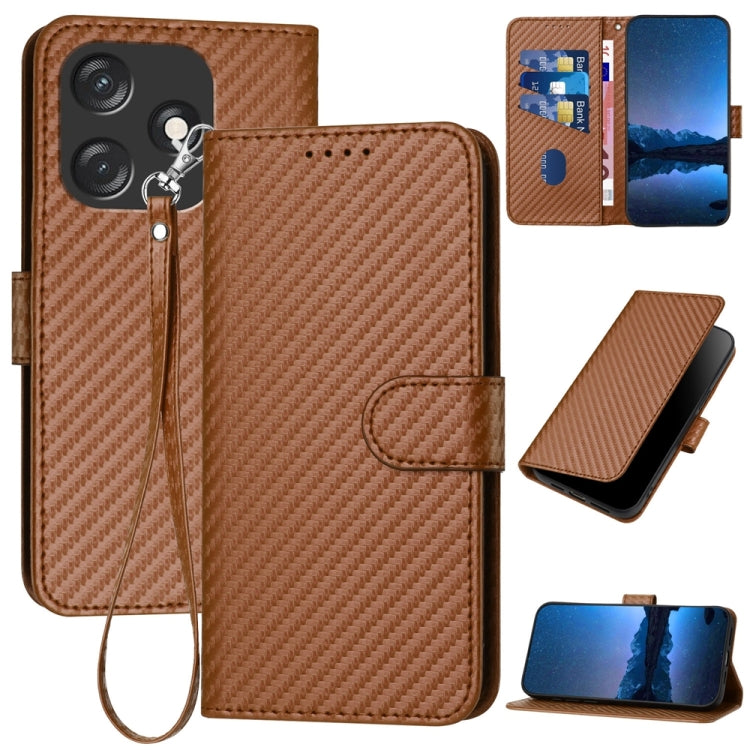 YX0070 Carbon Fiber Buckle Leather Phone Case with Lanyard, For Tecno Pova 6 Neo 5G / Spark 30 5G, For Tecno Spark 30 Pro 4G, For Tecno Spark 30 4G, For Tecno Spark Go 5G 2025 / Hot 60i 5G, For Tecno Camon 30 Pro, For Tecno Pova 6 Pro                  ...