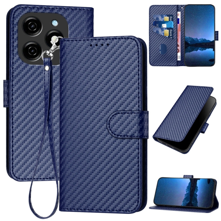 YX0070 Carbon Fiber Buckle Leather Phone Case with Lanyard, For Tecno Pova 6 Neo 5G / Spark 30 5G, For Tecno Spark 30 Pro 4G, For Tecno Spark 30 4G, For Tecno Spark Go 5G 2025 / Hot 60i 5G, For Tecno Camon 30 Pro, For Tecno Pova 6 Pro                  ...