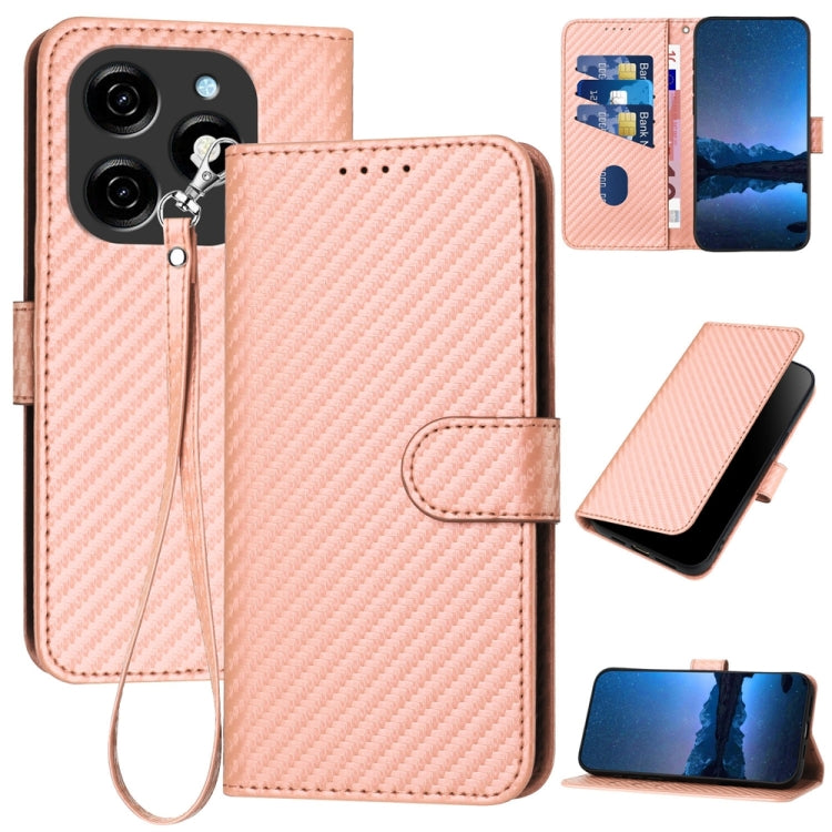 YX0070 Carbon Fiber Buckle Leather Phone Case with Lanyard, For Tecno Pova 6 Neo 5G / Spark 30 5G, For Tecno Spark 30 Pro 4G, For Tecno Spark 30 4G, For Tecno Spark Go 5G 2025 / Hot 60i 5G, For Tecno Camon 30 Pro, For Tecno Pova 6 Pro                  ...