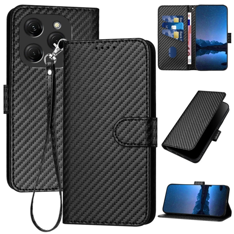 YX0070 Carbon Fiber Buckle Leather Phone Case with Lanyard, For Tecno Pova 6 Neo 5G / Spark 30 5G, For Tecno Spark 30 Pro 4G, For Tecno Spark 30 4G, For Tecno Spark Go 5G 2025 / Hot 60i 5G, For Tecno Camon 30 Pro, For Tecno Pova 6 Pro                  ...