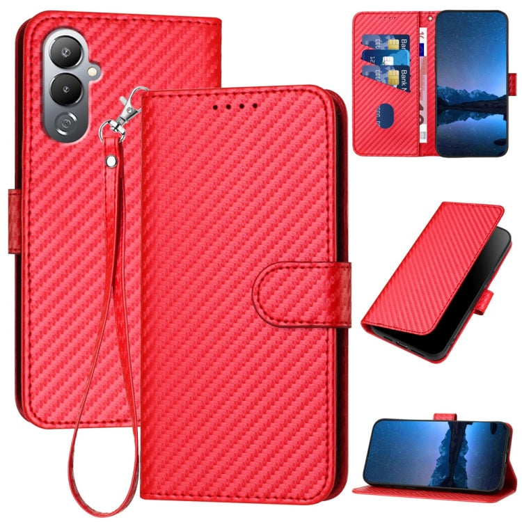 YX0070 Carbon Fiber Buckle Leather Phone Case with Lanyard, For Tecno Spark 10 4G, For Tecno Spark Go 2023, For Tecno Spark 10 Pro, For Tecno Pova 4, For Tecno Pova 2