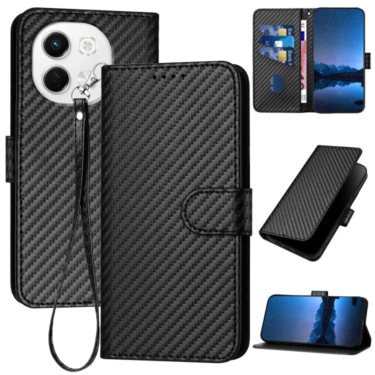 YX0070 Carbon Fiber Buckle Leather Phone Case with Lanyard, For Tecno Pova 6 Neo 5G / Spark 30 5G, For Tecno Spark 30 Pro 4G, For Tecno Spark 30 4G, For Tecno Spark Go 5G 2025 / Hot 60i 5G, For Tecno Camon 30 Pro, For Tecno Pova 6 Pro                  ...