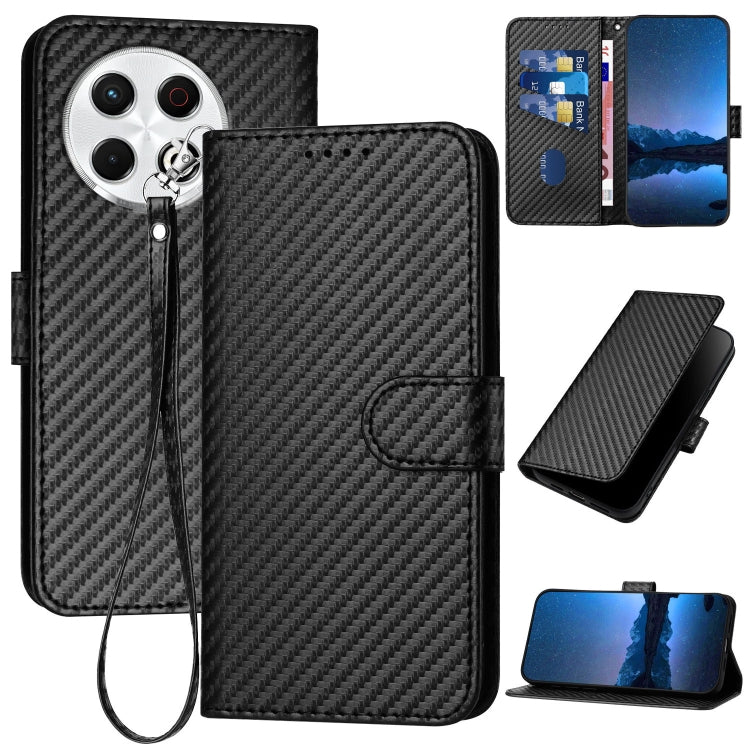 YX0070 Carbon Fiber Buckle Leather Phone Case with Lanyard, For Tecno Pova 6 Neo 5G / Spark 30 5G, For Tecno Spark 30 Pro 4G, For Tecno Spark 30 4G, For Tecno Spark Go 5G 2025 / Hot 60i 5G, For Tecno Camon 30 Pro, For Tecno Pova 6 Pro                  ...