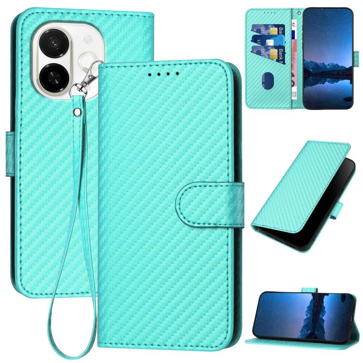 YX0070 Carbon Fiber Buckle Leather Phone Case with Lanyard, For Tecno Pova Curve 2 5G, For Tecno Spark Go 3 / Pop 20 4G, For Tecno Spark 50 4G, For Tecno Camon 50 Pro 4G, For Tecno Camon 50 4G, For Tecno Spark Slim, For Tecno Spark 40 4G               ...