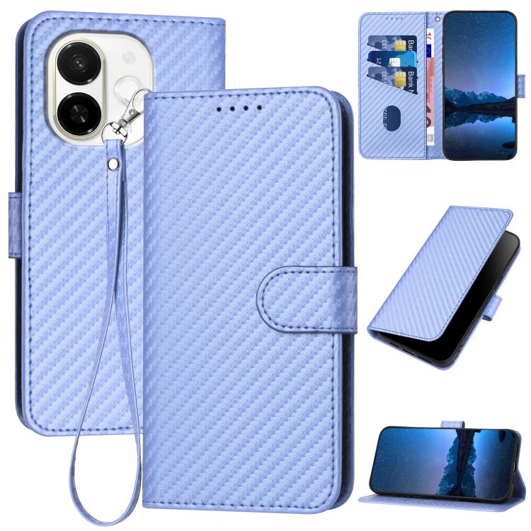 YX0070 Carbon Fiber Buckle Leather Phone Case with Lanyard, For Tecno Pova Curve 2 5G, For Tecno Spark Go 3 / Pop 20 4G, For Tecno Spark 50 4G, For Tecno Camon 50 Pro 4G, For Tecno Camon 50 4G, For Tecno Spark Slim, For Tecno Spark 40 4G               ...