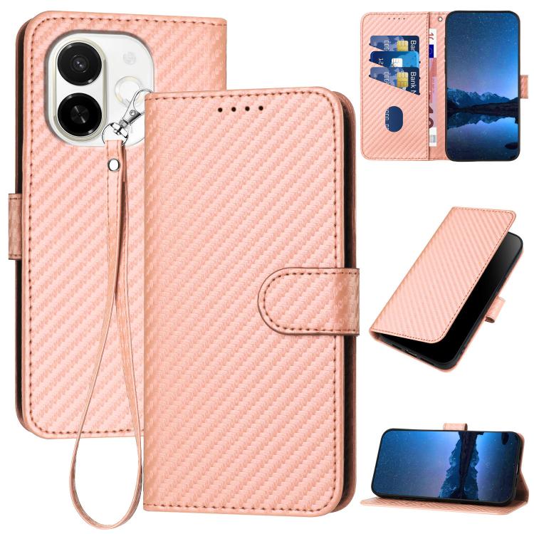 YX0070 Carbon Fiber Buckle Leather Phone Case with Lanyard, For Tecno Pova Curve 2 5G, For Tecno Spark Go 3 / Pop 20 4G, For Tecno Spark 50 4G, For Tecno Camon 50 Pro 4G, For Tecno Camon 50 4G, For Tecno Spark Slim, For Tecno Spark 40 4G               ...