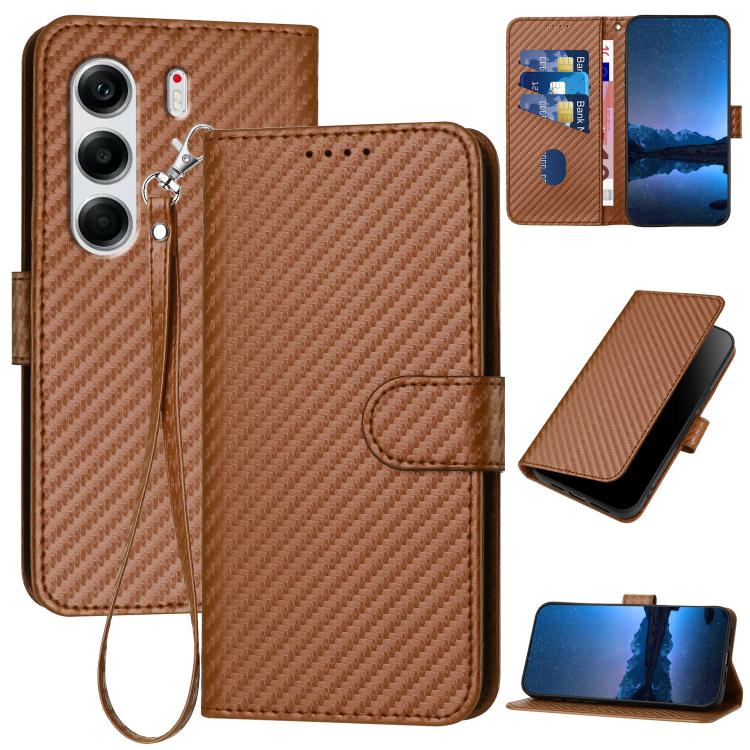 YX0070 Carbon Fiber Buckle Leather Phone Case with Lanyard, For Tecno Pova Curve 2 5G, For Tecno Spark Go 3 / Pop 20 4G, For Tecno Spark 50 4G, For Tecno Camon 50 Pro 4G, For Tecno Camon 50 4G, For Tecno Spark Slim, For Tecno Spark 40 4G               ...