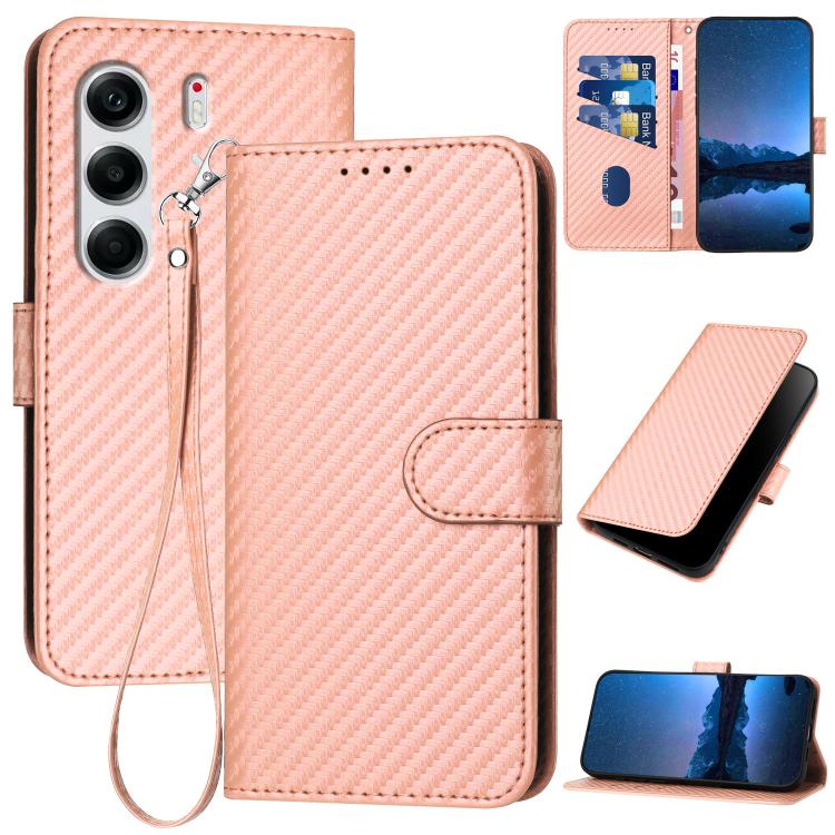 YX0070 Carbon Fiber Buckle Leather Phone Case with Lanyard, For Tecno Pova Curve 2 5G, For Tecno Spark Go 3 / Pop 20 4G, For Tecno Spark 50 4G, For Tecno Camon 50 Pro 4G, For Tecno Camon 50 4G, For Tecno Spark Slim, For Tecno Spark 40 4G               ...