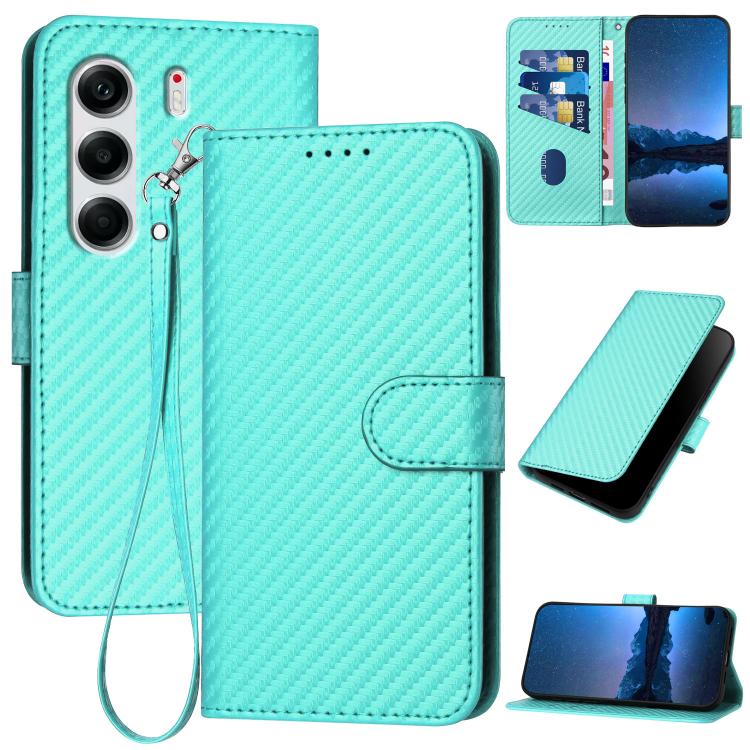 YX0070 Carbon Fiber Buckle Leather Phone Case with Lanyard, For Tecno Pova Curve 2 5G, For Tecno Spark Go 3 / Pop 20 4G, For Tecno Spark 50 4G, For Tecno Camon 50 Pro 4G, For Tecno Camon 50 4G, For Tecno Spark Slim, For Tecno Spark 40 4G               ...