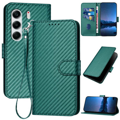 YX0070 Carbon Fiber Buckle Leather Phone Case with Lanyard, For Tecno Pova Curve 2 5G, For Tecno Spark Go 3 / Pop 20 4G, For Tecno Spark 50 4G, For Tecno Camon 50 Pro 4G, For Tecno Camon 50 4G, For Tecno Spark Slim, For Tecno Spark 40 4G               ...
