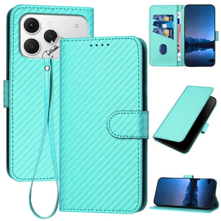 YX0070 Carbon Fiber Buckle Leather Phone Case with Lanyard, For Tecno Pova Curve 2 5G, For Tecno Spark Go 3 / Pop 20 4G, For Tecno Spark 50 4G, For Tecno Camon 50 Pro 4G, For Tecno Camon 50 4G, For Tecno Spark Slim, For Tecno Spark 40 4G               ...