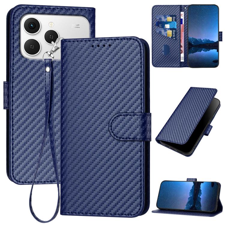 YX0070 Carbon Fiber Buckle Leather Phone Case with Lanyard, For Tecno Pova Curve 2 5G, For Tecno Spark Go 3 / Pop 20 4G, For Tecno Spark 50 4G, For Tecno Camon 50 Pro 4G, For Tecno Camon 50 4G, For Tecno Spark Slim, For Tecno Spark 40 4G               ...