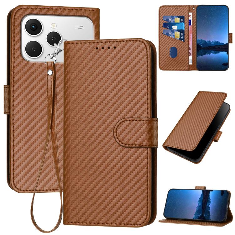 YX0070 Carbon Fiber Buckle Leather Phone Case with Lanyard, For Tecno Pova Curve 2 5G, For Tecno Spark Go 3 / Pop 20 4G, For Tecno Spark 50 4G, For Tecno Camon 50 Pro 4G, For Tecno Camon 50 4G, For Tecno Spark Slim, For Tecno Spark 40 4G               ...