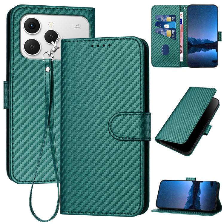 YX0070 Carbon Fiber Buckle Leather Phone Case with Lanyard, For Tecno Pova Curve 2 5G, For Tecno Spark Go 3 / Pop 20 4G, For Tecno Spark 50 4G, For Tecno Camon 50 Pro 4G, For Tecno Camon 50 4G, For Tecno Spark Slim, For Tecno Spark 40 4G               ...