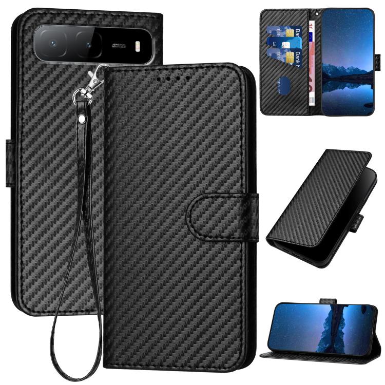 YX0070 Carbon Fiber Buckle Leather Phone Case with Lanyard, For Tecno Pova 6 Neo 5G / Spark 30 5G, For Tecno Spark 30 Pro 4G, For Tecno Spark 30 4G, For Tecno Spark Go 5G 2025 / Hot 60i 5G, For Tecno Camon 30 Pro, For Tecno Pova 6 Pro                  ...
