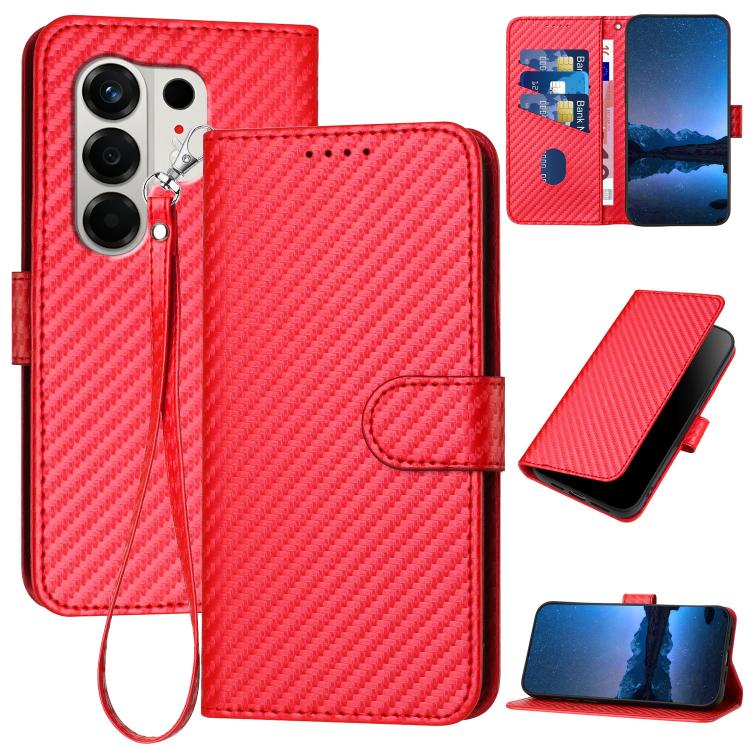 YX0070 Carbon Fiber Buckle Leather Phone Case with Lanyard, For Tecno Pova Curve 2 5G, For Tecno Spark Go 3 / Pop 20 4G, For Tecno Spark 50 4G, For Tecno Camon 50 Pro 4G, For Tecno Camon 50 4G, For Tecno Spark Slim, For Tecno Spark 40 4G               ...