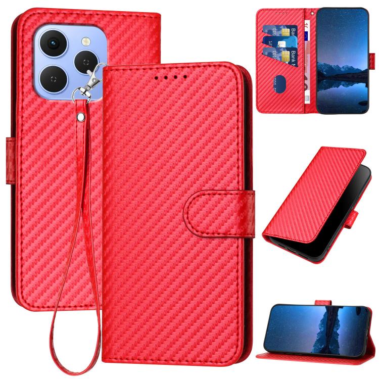 YX0070 Carbon Fiber Buckle Leather Phone Case with Lanyard, For Tecno Pova Curve 2 5G, For Tecno Spark Go 3 / Pop 20 4G, For Tecno Spark 50 4G, For Tecno Camon 50 Pro 4G, For Tecno Camon 50 4G, For Tecno Spark Slim, For Tecno Spark 40 4G               ...