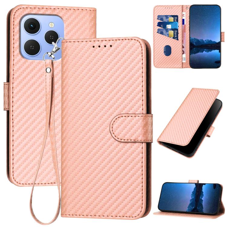 YX0070 Carbon Fiber Buckle Leather Phone Case with Lanyard, For Tecno Pova Curve 2 5G, For Tecno Spark Go 3 / Pop 20 4G, For Tecno Spark 50 4G, For Tecno Camon 50 Pro 4G, For Tecno Camon 50 4G, For Tecno Spark Slim, For Tecno Spark 40 4G               ...