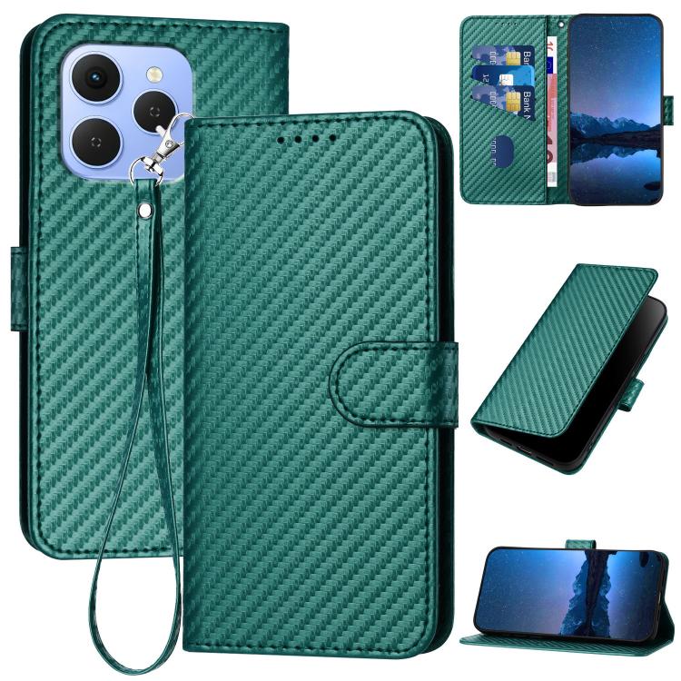 YX0070 Carbon Fiber Buckle Leather Phone Case with Lanyard, For Tecno Pova Curve 2 5G, For Tecno Spark Go 3 / Pop 20 4G, For Tecno Spark 50 4G, For Tecno Camon 50 Pro 4G, For Tecno Camon 50 4G, For Tecno Spark Slim, For Tecno Spark 40 4G               ...