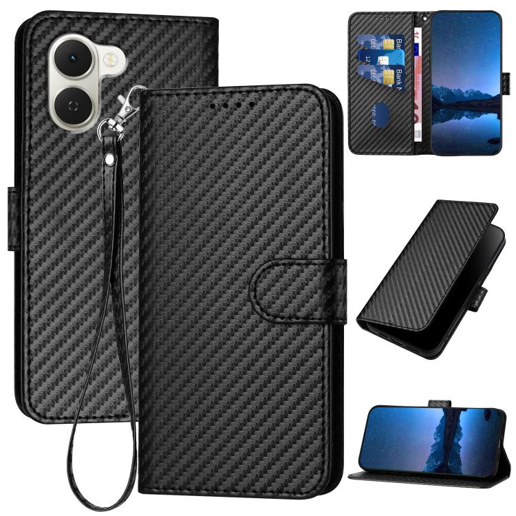YX0070 Carbon Fiber Buckle Leather Phone Case with Lanyard, For Tecno Pova Curve 2 5G, For Tecno Spark Go 3 / Pop 20 4G, For Tecno Spark 50 4G, For Tecno Camon 50 Pro 4G, For Tecno Camon 50 4G, For Tecno Spark Slim, For Tecno Spark 40 4G               ...