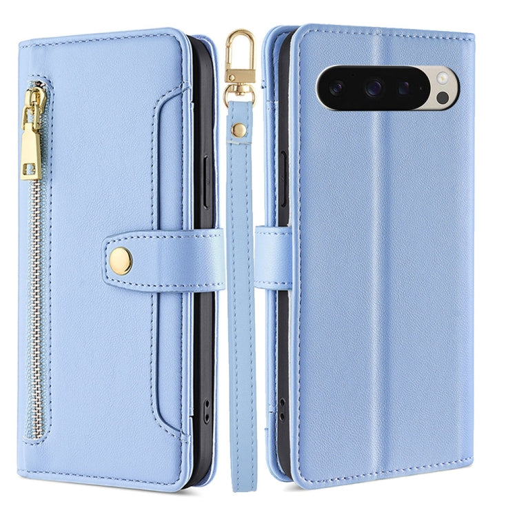 Sheep Texture Cross-body Zipper Wallet Leather Phone Case, For Google Pixel 10a, For Google Pixel 10 Pro XL, For Google Pixel 10, For Google Pixel 9 Pro XL, For Google Pixel 9, For Google Pixel 8a