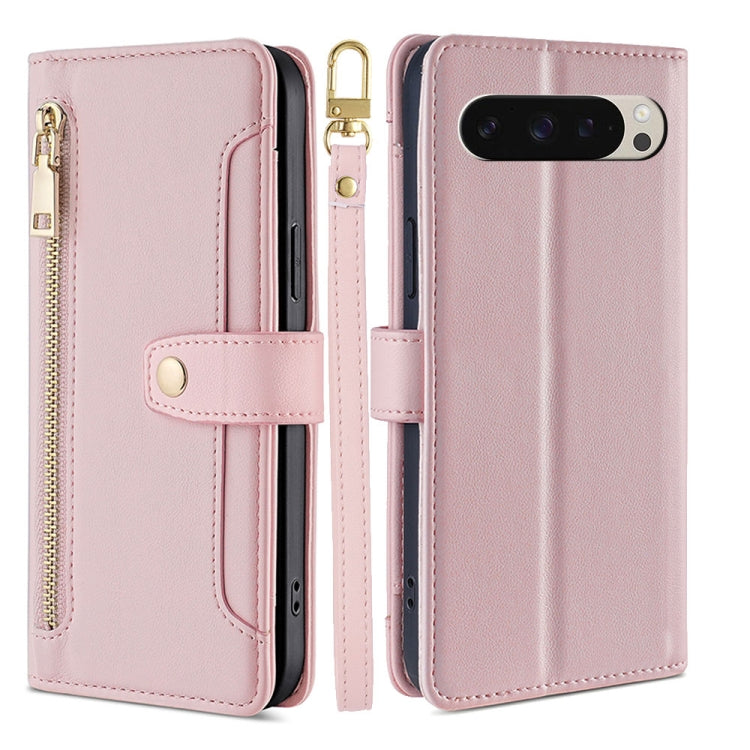 Sheep Texture Cross-body Zipper Wallet Leather Phone Case, For Google Pixel 10a, For Google Pixel 10 Pro XL, For Google Pixel 10, For Google Pixel 9 Pro XL, For Google Pixel 9, For Google Pixel 8a