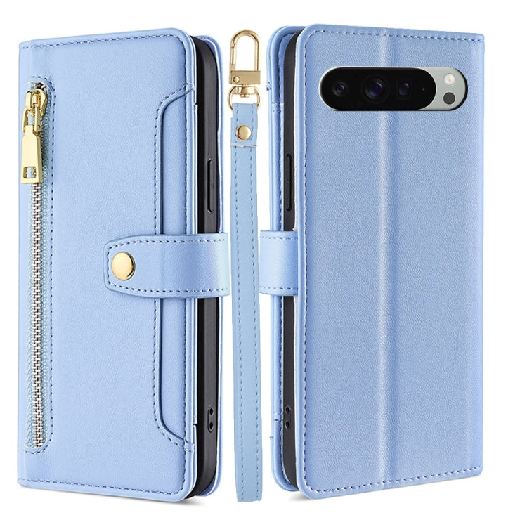 Sheep Texture Cross-body Zipper Wallet Leather Phone Case, For Google Pixel 10a, For Google Pixel 10 Pro XL, For Google Pixel 10, For Google Pixel 9 Pro XL, For Google Pixel 9, For Google Pixel 8a