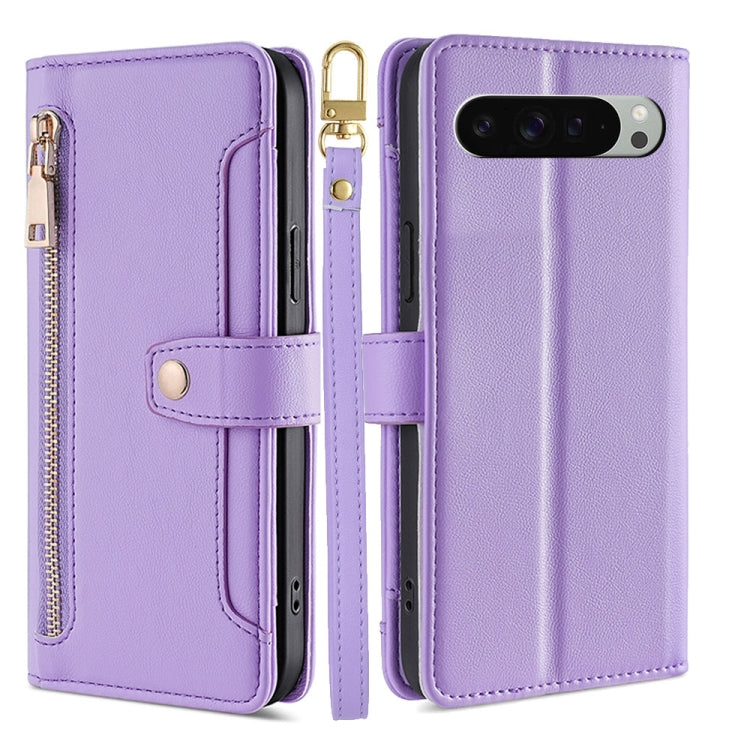 Sheep Texture Cross-body Zipper Wallet Leather Phone Case, For Google Pixel 10a, For Google Pixel 10 Pro XL, For Google Pixel 10, For Google Pixel 9 Pro XL, For Google Pixel 9, For Google Pixel 8a