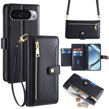 Sheep Texture Cross-body Zipper Wallet Leather Phone Case, For Google Pixel 10a, For Google Pixel 10 Pro XL, For Google Pixel 10, For Google Pixel 9 Pro XL, For Google Pixel 9, For Google Pixel 8a