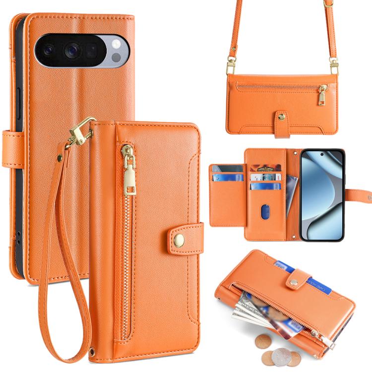Sheep Texture Cross-body Zipper Wallet Leather Phone Case, For Google Pixel 10a, For Google Pixel 10 Pro XL, For Google Pixel 10, For Google Pixel 9 Pro XL, For Google Pixel 9, For Google Pixel 8a