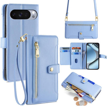 Sheep Texture Cross-body Zipper Wallet Leather Phone Case, For Google Pixel 10a, For Google Pixel 10 Pro XL, For Google Pixel 10, For Google Pixel 9 Pro XL, For Google Pixel 9, For Google Pixel 8a