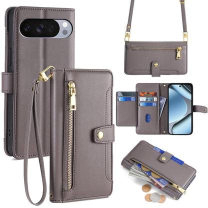 Sheep Texture Cross-body Zipper Wallet Leather Phone Case, For Google Pixel 10a, For Google Pixel 10 Pro XL, For Google Pixel 10, For Google Pixel 9 Pro XL, For Google Pixel 9, For Google Pixel 8a