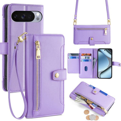 Sheep Texture Cross-body Zipper Wallet Leather Phone Case, For Google Pixel 10a, For Google Pixel 10 Pro XL, For Google Pixel 10, For Google Pixel 9 Pro XL, For Google Pixel 9, For Google Pixel 8a
