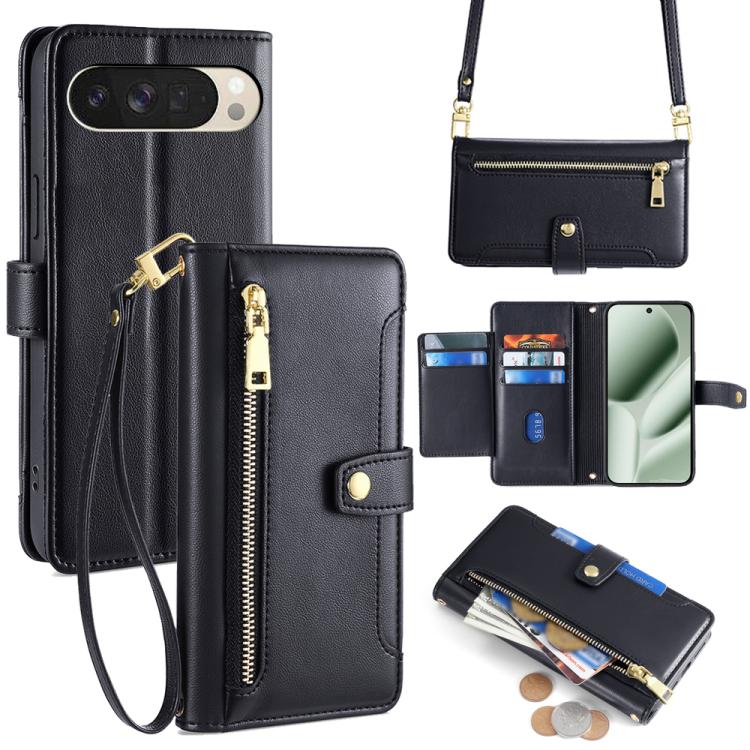 Sheep Texture Cross-body Zipper Wallet Leather Phone Case, For Google Pixel 10a, For Google Pixel 10 Pro XL, For Google Pixel 10, For Google Pixel 9 Pro XL, For Google Pixel 9, For Google Pixel 8a