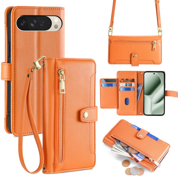 Sheep Texture Cross-body Zipper Wallet Leather Phone Case, For Google Pixel 10a, For Google Pixel 10 Pro XL, For Google Pixel 10, For Google Pixel 9 Pro XL, For Google Pixel 9, For Google Pixel 8a